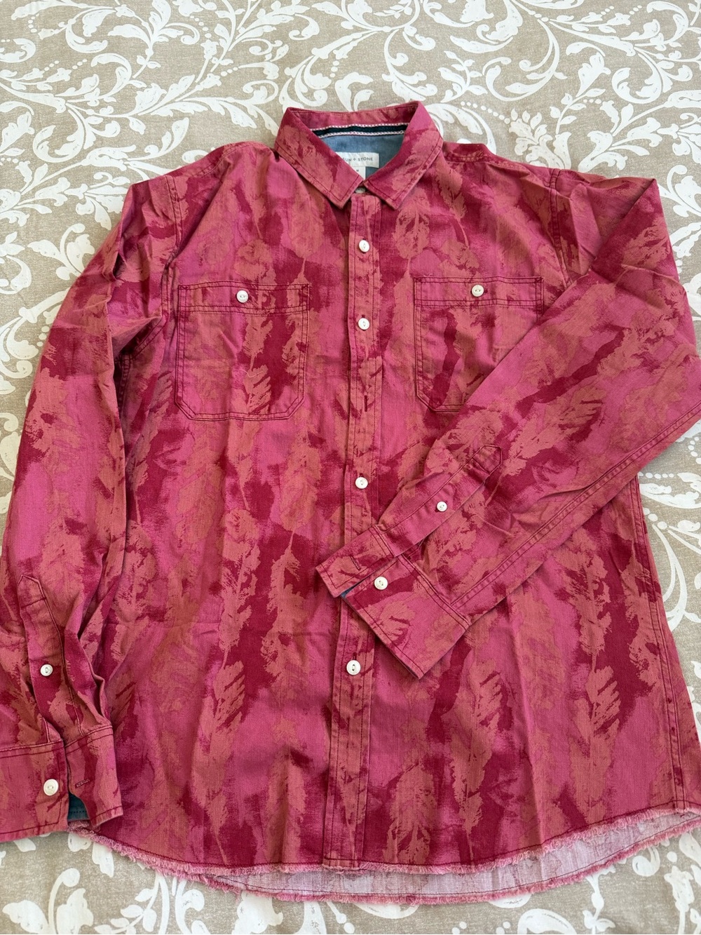 Sun + Stone Brick Red Collared Button Shirt